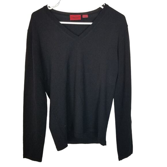 Hugo Boss Mens Virgin Wool V-Neck Pullover Sweater M Classic Minimalist Capsule - Picture 1 of 9